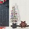 Set of 2 4ft Pre-Lit Flocked Artificial Christmas Porch Trees with and Red Berries and 60 Warm White/Multi-color Lights,2 function w/Foot Pedal